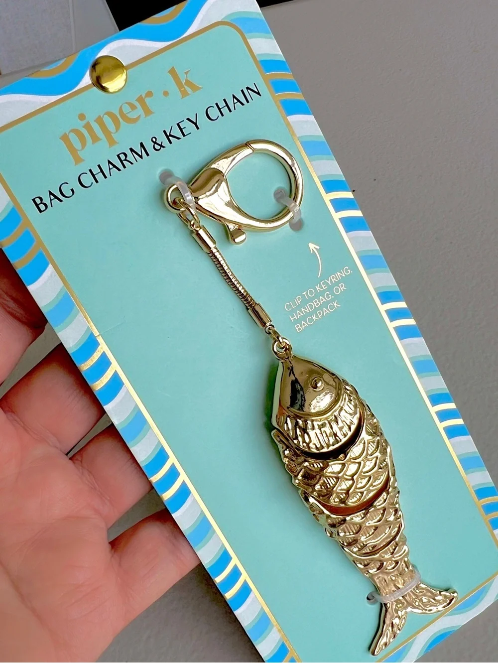 Piper K Gold Fish key chain bag charm
